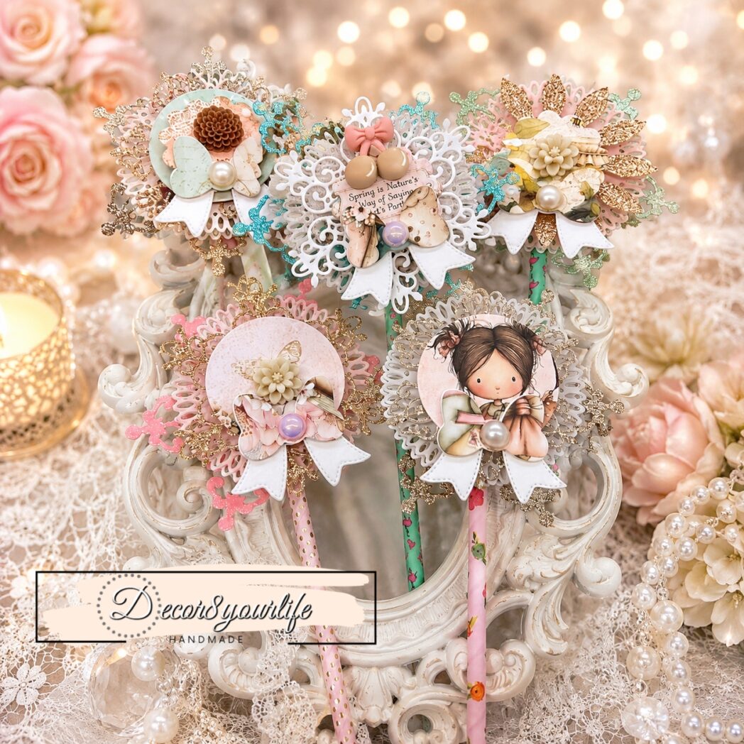 scrapbook embellishments-rosette wands by decor8yourlife
