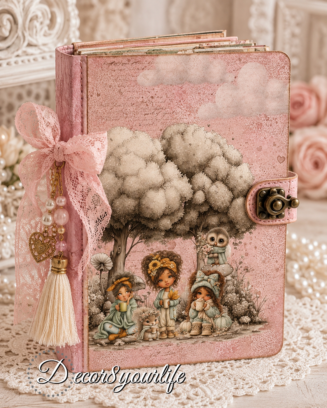 Fall theme scrapbook mini album, using "Fall Hugs & Cocoa Mugs" paper collection by Decor8yourlife