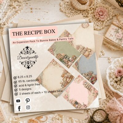 The Recipe Box-A mini collection that serves as an expansion to the Scrapbook paper collection "Bunny Bakes & Pantry Tails" by Decor8yourlife