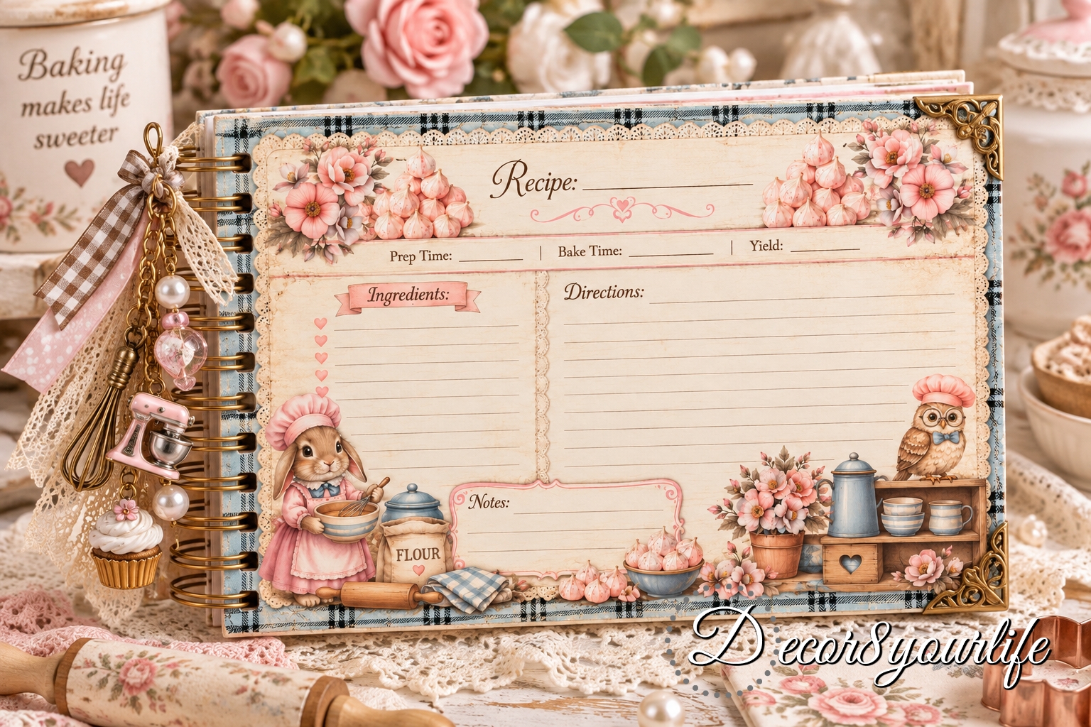 Craft fair best sellers - Baking theme recipe album featuring scrapbook papers by Decor8yourlife.