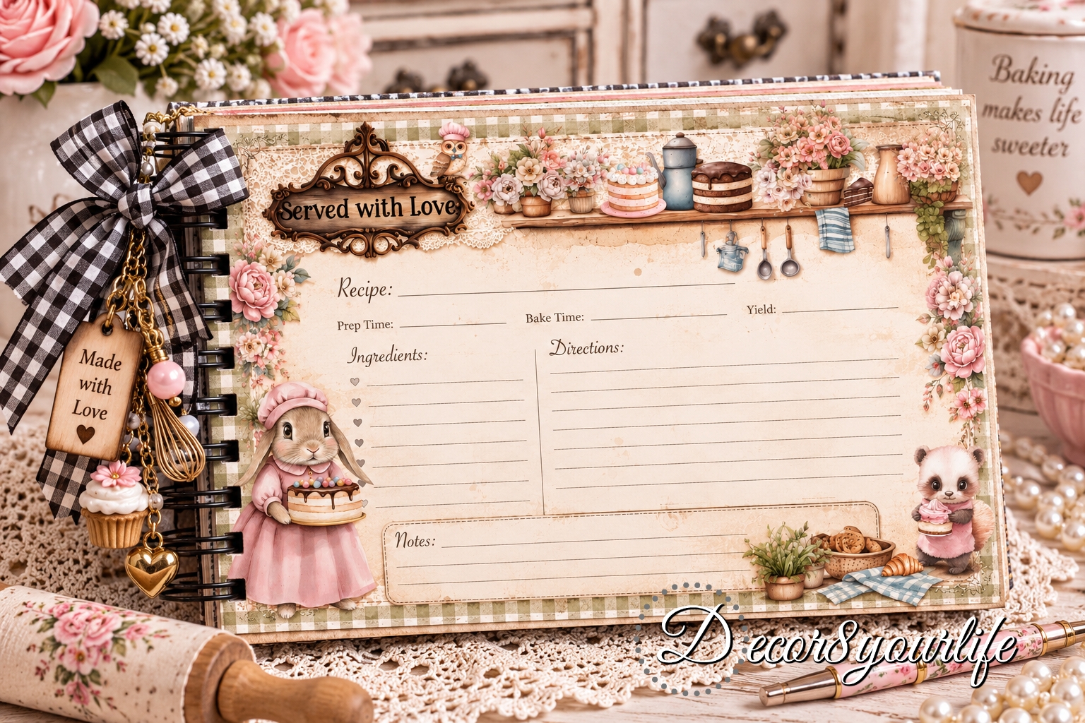 Craft fair best sellers - Baking theme recipe album featuring scrapbook papers by Decor8yourlife.