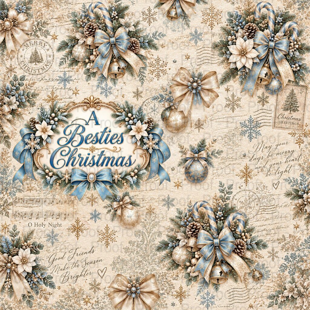 A Besties Christmas scrapbook paper designs by Decor8yourlife for holiday memory keeping and December Daily albums.
