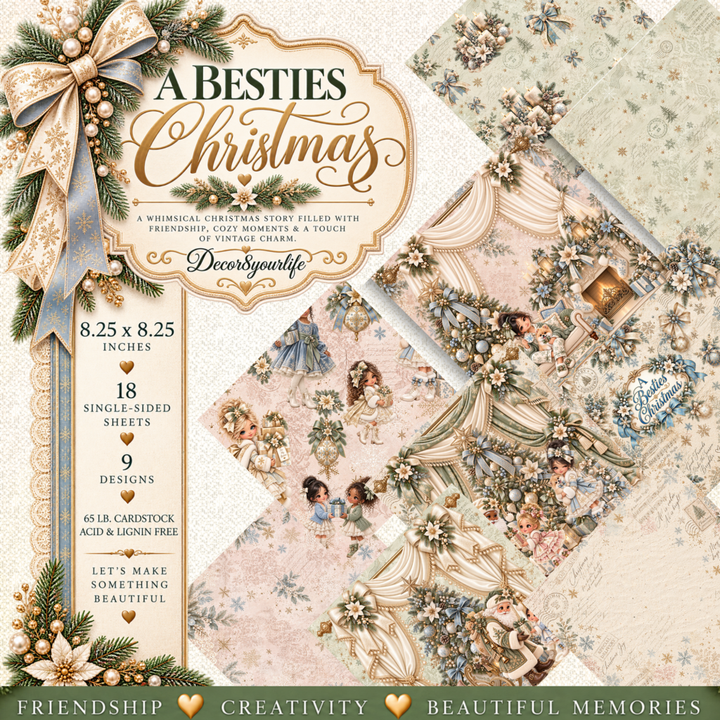 "A Besties Christmas" scrapbook paper collection by Decor8yourlife is the perfect paper pack for your friendsmas memory keeping during the holiday season.