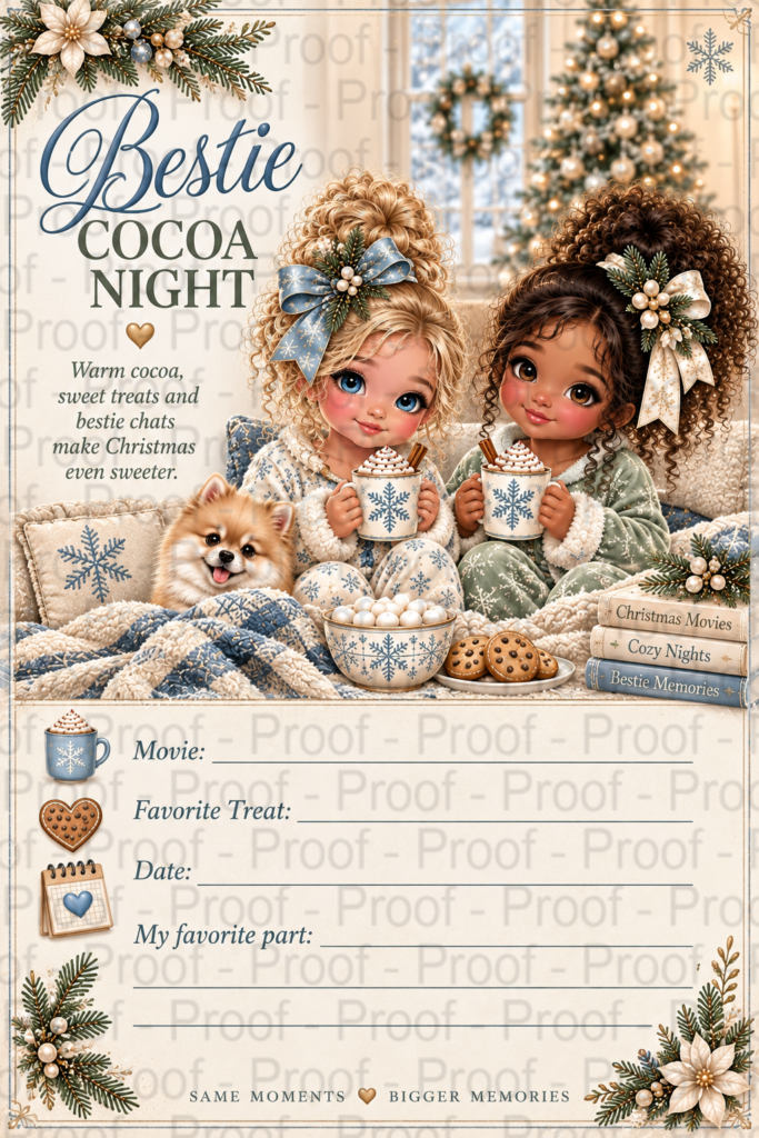 Christmas theme ephemera cards from the "A Besties Christmas" paper collection by Decor8yourlife. Perfect for friendsmas, december daily, junk journals, memory keeping and scrapbooks.