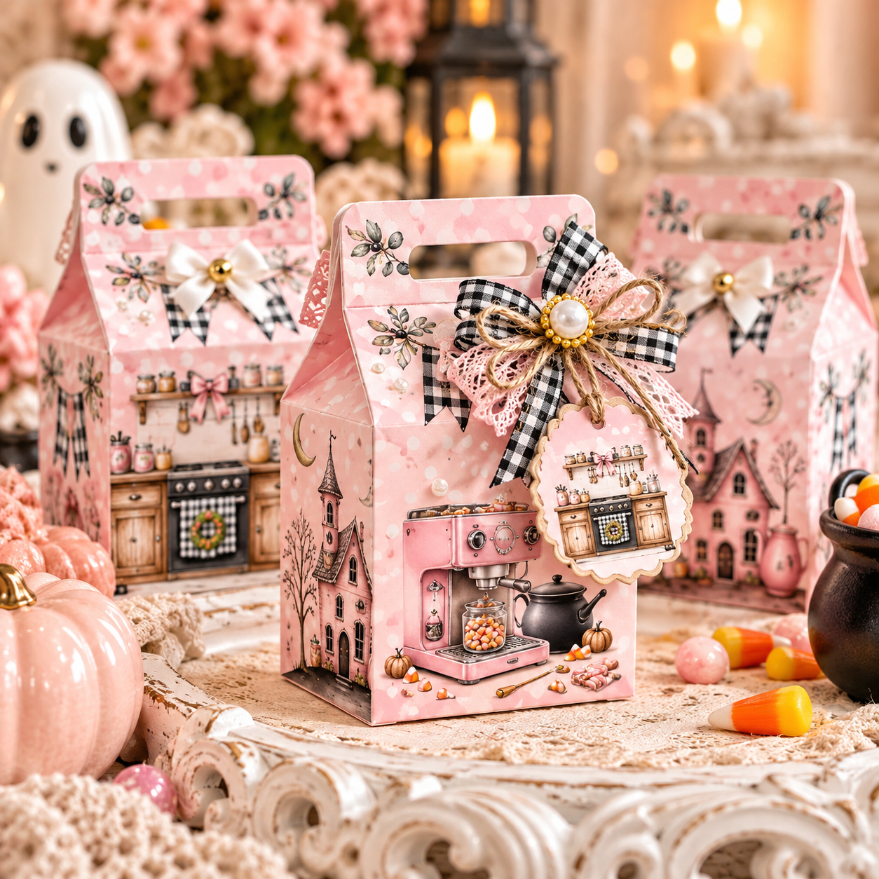 Halloween treat bags and decorative pieces. Scrapbook papers by Decor8yourlife