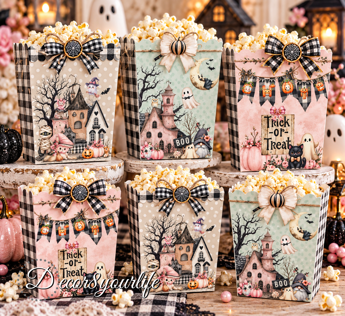 Halloween treat bags and decorative pieces. Scrapbook papers by Decor8yourlife
