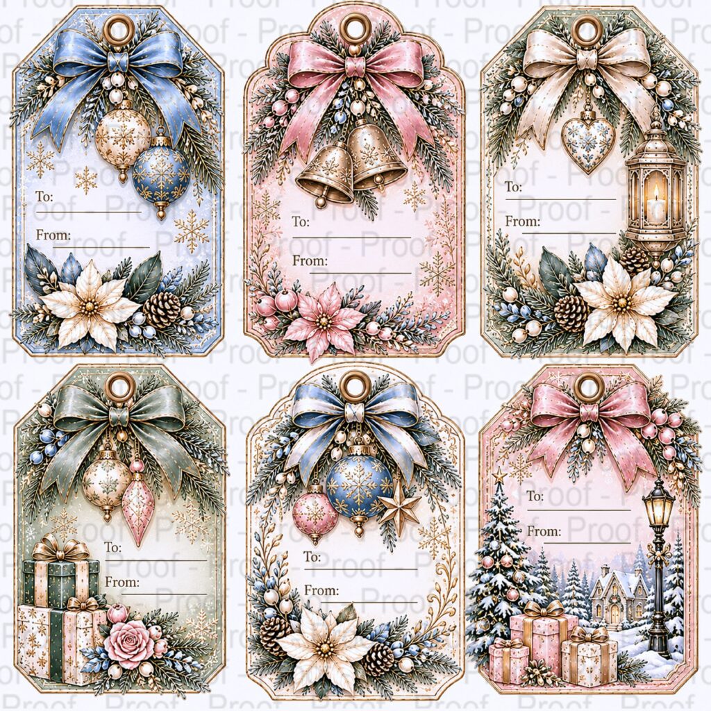 Christmas gift tag designs from the A Besties Christmas fussy-cut collection