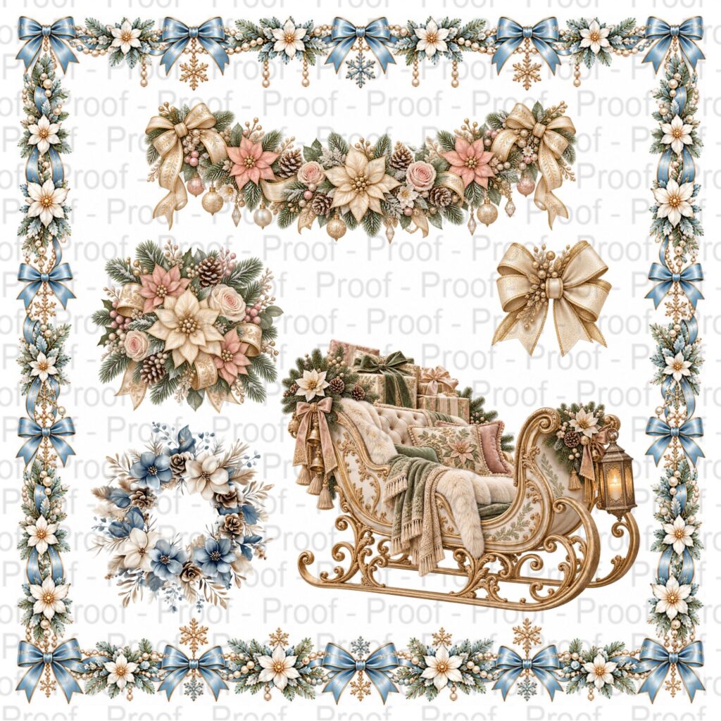 Christmas fussy-cut illustrations from the A Besties Christmas collection for scrapbook layouts and holiday crafts