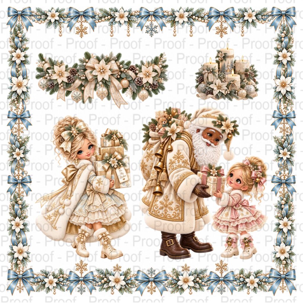 Christmas fussy-cut illustrations from the A Besties Christmas collection for scrapbook layouts and holiday crafts